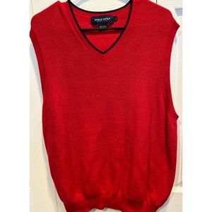 POLO Golf Sweater Vest Large by Ralph Lauren, Cotton,‎ Red with Black Trim